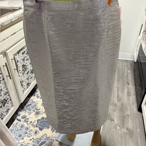 Vintage Silver Lame Pencil Skirt Size 18
